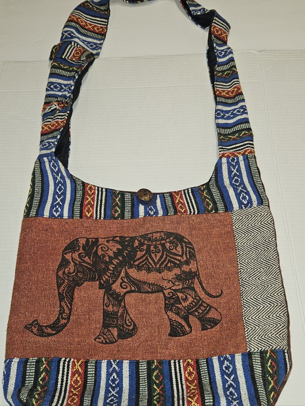 Rising International Nepal Elephant Boho Hippie Festival Crossbody Bag